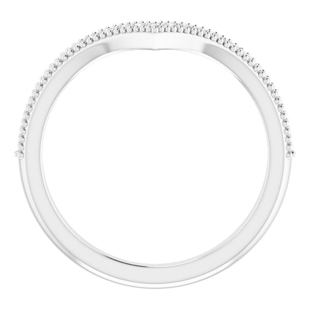 Platinum Round Natural Diamond Accented Stackable V Ring - view 3