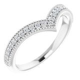 Platinum Round Natural Diamond Accented Stackable V Ring