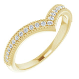 14K Gold Round Natural Diamond Accented Stackable V Ring - Yellow Gold