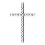 14K Gold Round Natural Diamond Cross Pendant – 31.1x21.6mm - White Gold