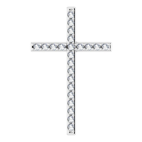 14K Gold Round Natural Diamond Cross Pendant – 31.1x21.6mm - White Gold