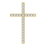 14K Gold Round Natural Diamond Cross Pendant – 31.1x21.6mm - Yellow Gold
