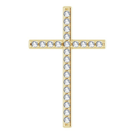 14K Gold Round Natural Diamond Cross Pendant – 31.1x21.6mm - Yellow Gold