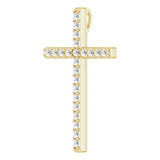 14K Gold Round Natural Diamond Cross Pendant – 31.1x21.6mm - Yellow Gold - view 2