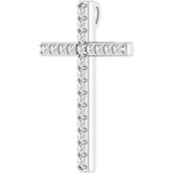 14K Gold Round Natural Diamond Cross Pendant – 31.1x21.6mm - White Gold - view 2