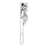 14K Gold Round Natural Diamond Crown Ring - White Gold - view 4