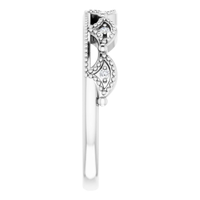 14K Gold Round Natural Diamond Crown Ring - White Gold - view 4