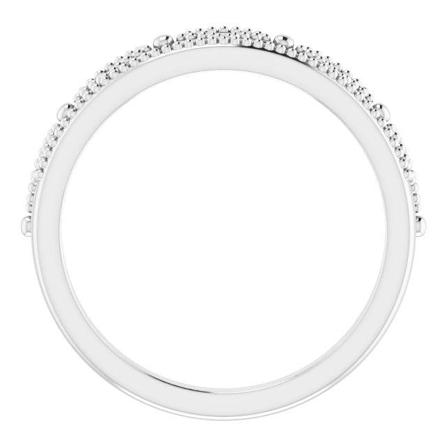 14K Gold Round Natural Diamond Crown Ring - White Gold - view 2