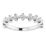 Platinum Round Natural Diamond Stackable Clover Ring - view 3