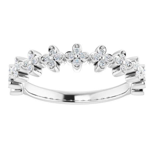 Platinum Round Natural Diamond Stackable Clover Ring - view 3