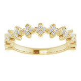 14K Gold Round Natural Diamond Stackable Clover Ring - Yellow Gold - view 3