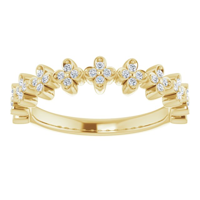 14K Gold Round Natural Diamond Stackable Clover Ring - Yellow Gold - view 3