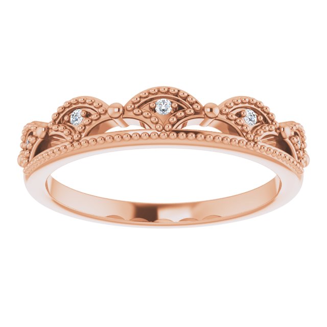 14K Gold Round Natural Diamond Crown Ring - Rose Gold - view 3