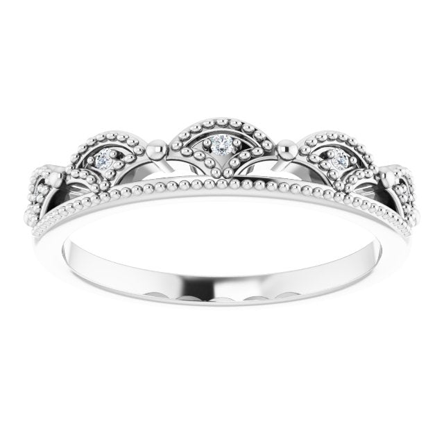 Platinum Round Natural Diamond Crown Ring - view 3