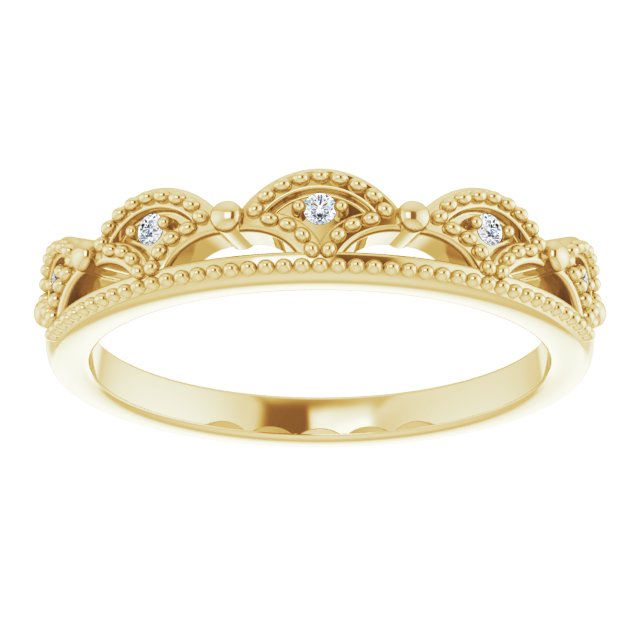 14K Gold Round Natural Diamond Crown Ring - Yellow Gold - view 3