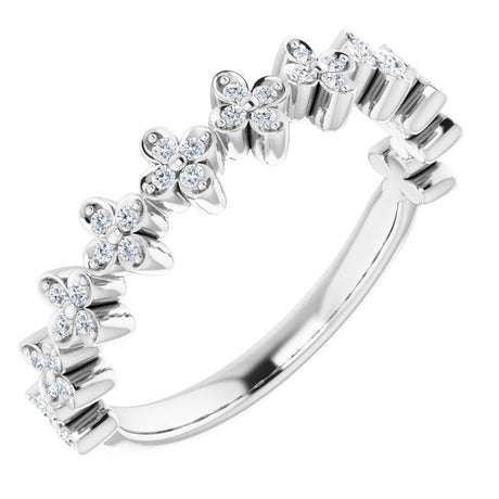 Platinum Round Natural Diamond Stackable Clover Ring