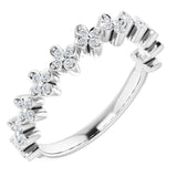 14K Gold Round Natural Diamond Stackable Clover Ring - White Gold