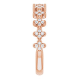14K Gold Round Natural Diamond Stackable Clover Ring - Rose Gold - view 4