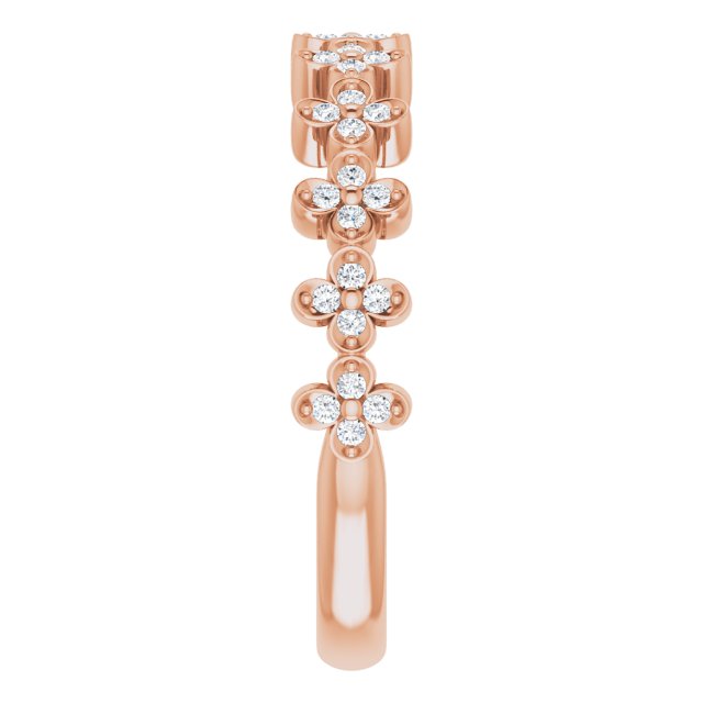 14K Gold Round Natural Diamond Stackable Clover Ring - Rose Gold - view 4