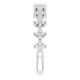 Platinum Round Natural Diamond Stackable Clover Ring - view 4