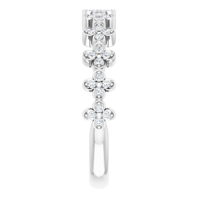 Platinum Round Natural Diamond Stackable Clover Ring - view 4