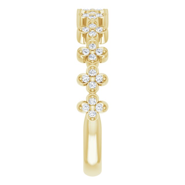 14K Gold Round Natural Diamond Stackable Clover Ring - Yellow Gold - view 4