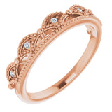14K Gold Round Natural Diamond Crown Ring - Rose Gold