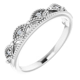 14K Gold Round Natural Diamond Crown Ring - White Gold