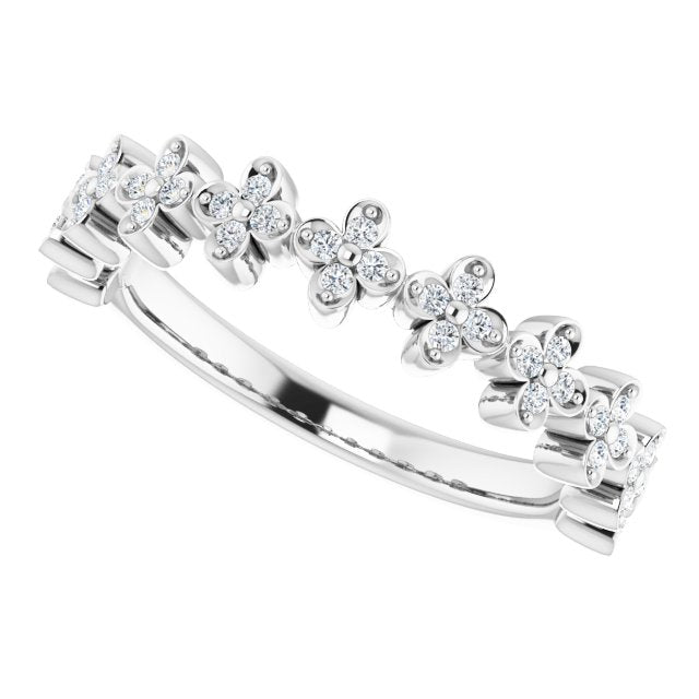 Platinum Round Natural Diamond Stackable Clover Ring - view 5