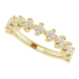 14K Gold Round Natural Diamond Stackable Clover Ring - Yellow Gold - view 5