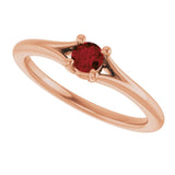 14K Gold Round Natural Mozambique Garnet Youth Solitaire Ring - Rose Gold - view 5