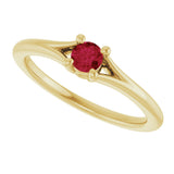 14K Gold Round Lab-Grown Ruby Youth Solitaire Ring - Yellow Gold - view 5