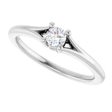14K Gold Round Natural White Sapphire Youth Solitaire Ring - White Gold - view 5