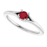 14K Gold Round Natural Ruby Youth Solitaire Ring - White Gold - view 5
