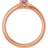 14K Gold Round Natural Pink Tourmaline Youth Solitaire Ring - Rose Gold - view 2