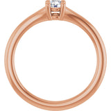14K Gold Round Natural White Sapphire Youth Solitaire Ring - Rose Gold - view 2