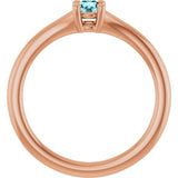 14K Gold Round Natural Blue Zircon Youth Solitaire Ring - Rose Gold - view 2