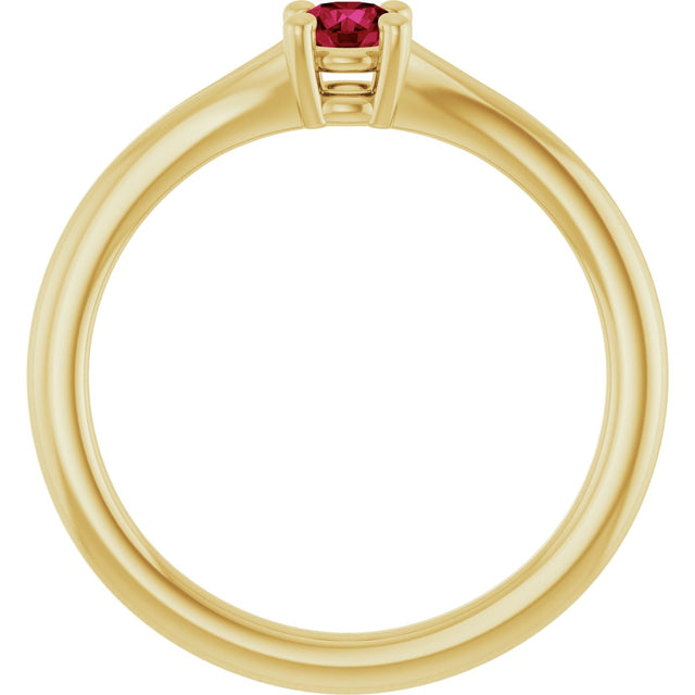 14K Gold Round Lab-Grown Ruby Youth Solitaire Ring - Yellow Gold - view 2