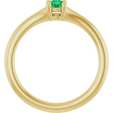 14K Gold Round Lab-Grown Emerald Youth Solitaire Ring - Yellow Gold - view 2