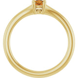 14K Gold Round Natural Citrine Youth Solitaire Ring - Yellow Gold - view 2