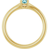 14K Gold Round Natural Blue Zircon Youth Solitaire Ring - Yellow Gold - view 2