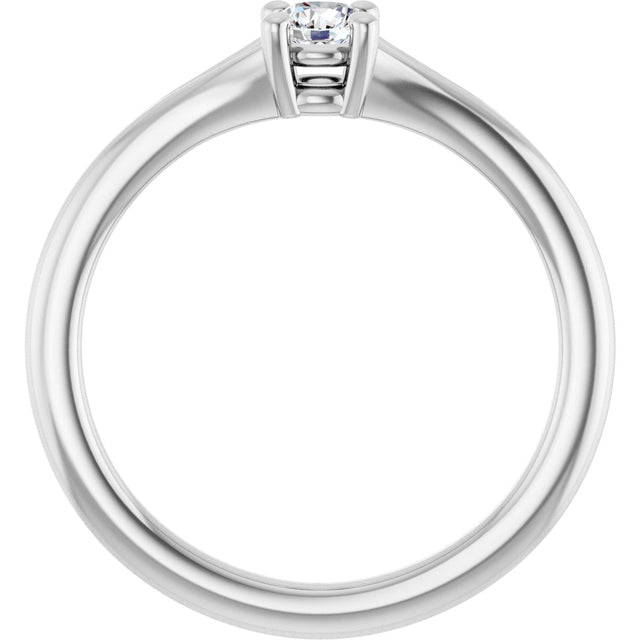 14K Gold Round Natural White Sapphire Youth Solitaire Ring - White Gold - view 2