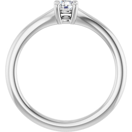 Platinum Round Natural White Sapphire Youth Solitaire Ring - view 2