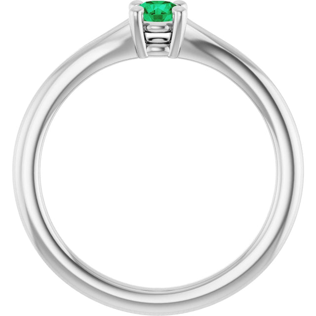 Platinum Round Lab-Grown Emerald Youth Solitaire Ring - view 2
