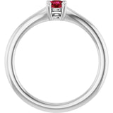 14K Gold Round Natural Ruby Youth Solitaire Ring - White Gold - view 2