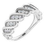 14K Gold Round Natural Diamond Accented Stackable Ring II - White Gold