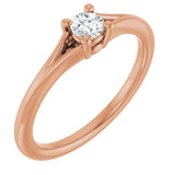 14K Gold Round Natural Diamond Youth Solitaire Ring - Rose Gold