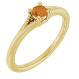 14K Gold Round Natural Citrine Youth Solitaire Ring - Yellow Gold