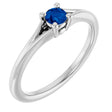 14K Gold Round Natural Blue Sapphire Youth Solitaire Ring - White Gold