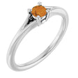 Platinum Round Natural Citrine Youth Solitaire Ring